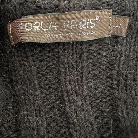 Vintage Y2K Forla Paris Mohair Wool Black Cardigan Steampunk Goth Victorian LRG - Picture 11 of 14